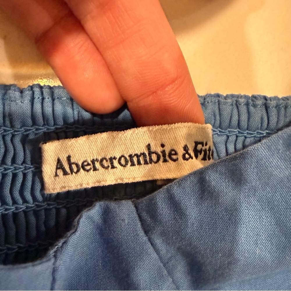 Abercrombie & Fitch Cap Sleeve Poplin Crop Top Women’s Small Royal Blue Smocked - Picture 7 of 9